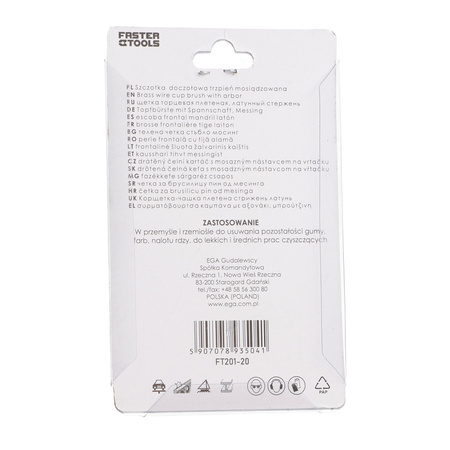 FASTER TOOLS Szczotka doczołowa, trzpień mosiądz. 30 mm