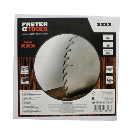 FASTER TOOLS Tarcza widiowa do cięcia drewna 350 x 30 84 2,5 2,2
