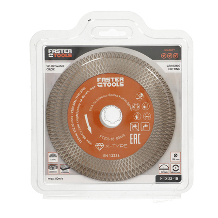 FASTER TOOLS tarcza diamentowa do cięcia i szlifowania X-TYPE 125x22,23x2mm 20mm