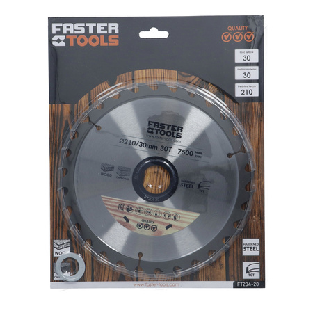 FASTER TOOLS Tarcza widiowa do cięcia drewna 210 x 30 30 2,0 1,6