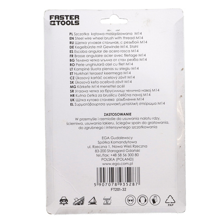 FASTER TOOLS Szczotka kątowa mosiądz. Gwint M14 120 mm