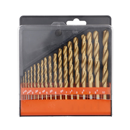 FASTER TOOLS Wiertła tytanowane komplet 19 szt 1,0 - 10,0 mm