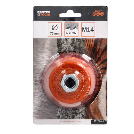 FASTER TOOLS Szczotka doczołowa M14 nylonowa 75 mm