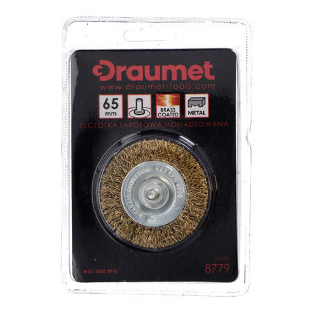 DRAUMET Szczotka tarczowa mosiądzowana z trzpieniem 65 mm
