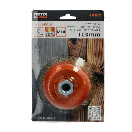 FASTER TOOLS Szczotka doczołowa mosiądz. Gwint M14 100 mm
