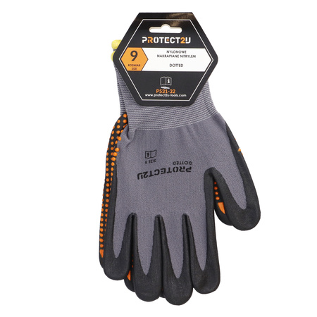 PROTECT2U rękawice nylonowe nakrapiane nitrylem R9