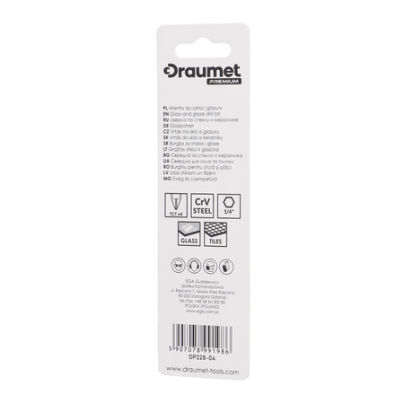 DRAUMET PREMIUM Wiertło do szkła i glazury 4-ostrzowe 6 x 75 mm