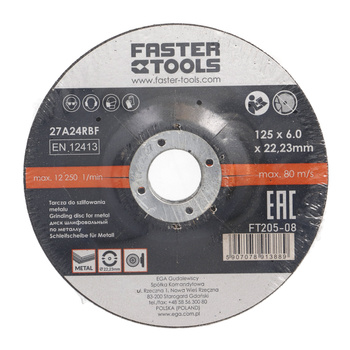 FASTER TOOLS Tarcza do szlifowania metalu 125 x 6,0