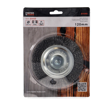 FASTER TOOLS Szczotka tarczowa, trzpień stalowa 120 20