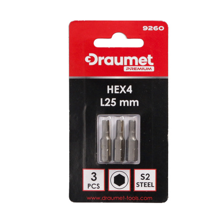 DRAUMET PREMIUM bity HEX4 25mm 3szt. CR-V S2