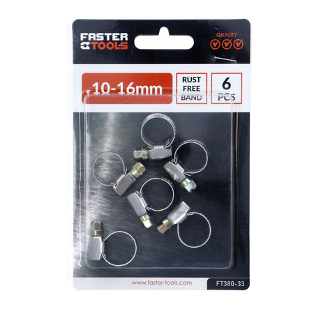 FASTER TOOLS opaska zaciskowa stalowa 10-16mm 6szt