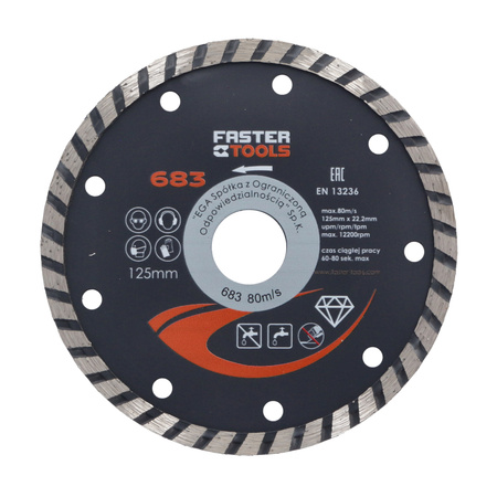 FASTER TOOLS Tarcza diamentowa TURBO 125 x 2,0 - Średnica otworu 22,2 mm