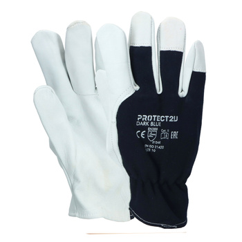 PROTECT2U rękawice skórzane DARK BLUE R10