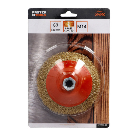 FASTER TOOLS Szczotka kątowa mosiądz. Gwint M14 120 mm