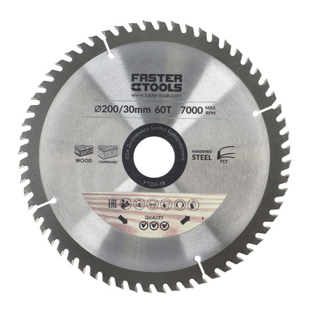 FASTER TOOLS Tarcza widiowa do cięcia drewna 200 x 30 60 1,9 1,4