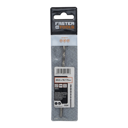 FASTER TOOLS wiertło do metalu długie 4,0mm 78x119mm