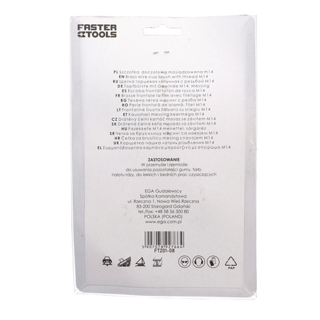 FASTER TOOLS Szczotka doczołowa mosiądz. Gwint M14 125 mm
