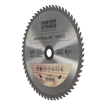 FASTER TOOLS Tarcza widiowa do cięcia drewna 350 x 30 60 2,5 2,2