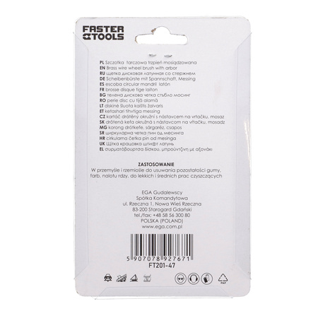 FASTER TOOLS Szczotka tarczowa, trzpień mosiądz 75 mm
