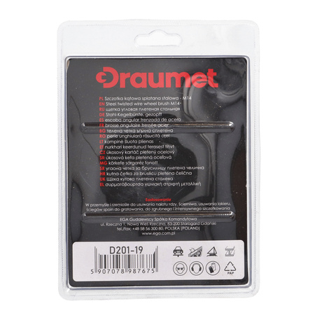 DRAUMET Szczotka kątowa splatana stalowa z gwintem M14 100 mm