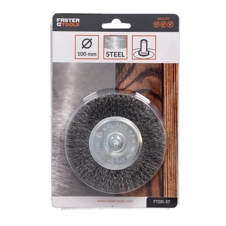 FASTER TOOLS Szczotka tarczowa, trzpień stalowa 100 20