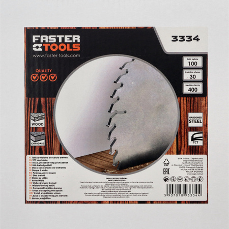 FASTER TOOLS Tarcza widiowa do cięcia drewna 400 x 30 100 2,5 2,2