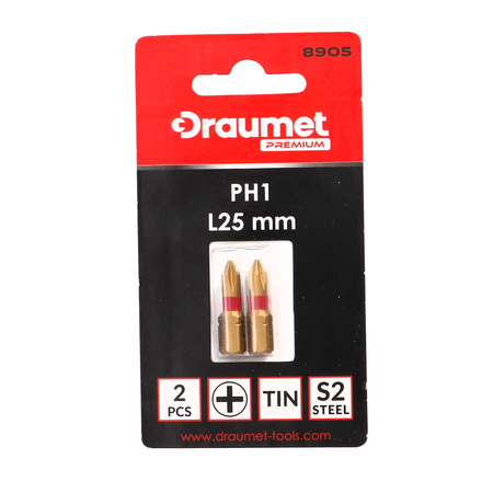 DRAUMET PREMIUM bity TIN PH1 25mm 2szt.