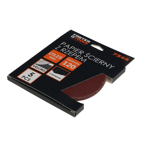 FASTER TOOLS papier ścierny z rzepem 125mm gr. 120 5szt.
