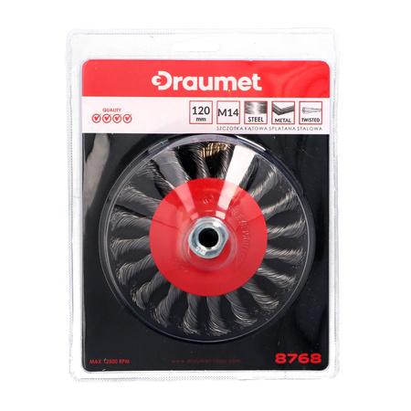 DRAUMET Szczotka kątowa splatana stalowa z gwintem M14 120 25