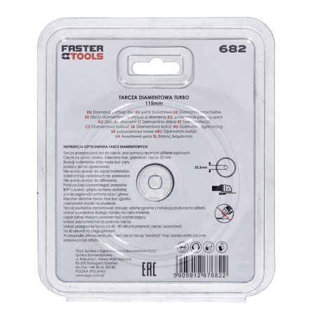FASTER TOOLS Tarcza diamentowa TURBO 115 x 2,0