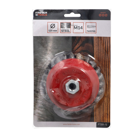 FASTER TOOLS Szczotka doczołowa splatana stalowa Gwint M14 125 25