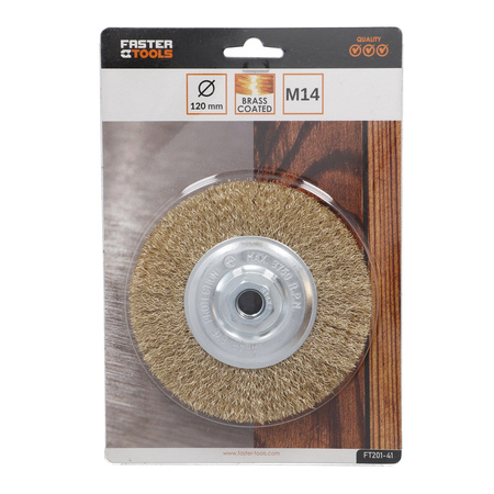 FASTER TOOLS Szczotka tarczowa mosiądz. Gwint M14 120 mm