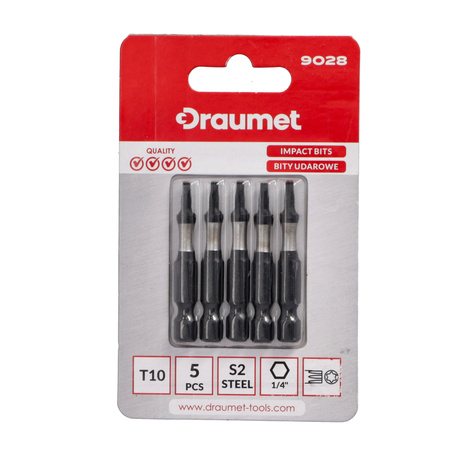 DRAUMET bity udarowe TORX T10 50mm S2 5szt.