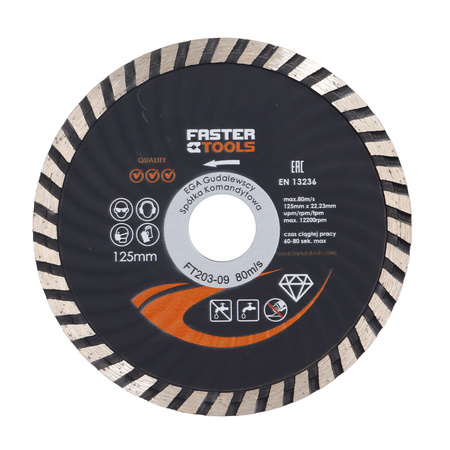 FASTER TOOLS Tarcza diamentowa SUPER TURBO 125 x 2,6
