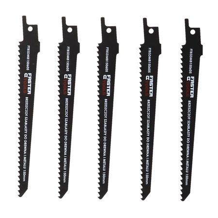 FASTER TOOLS Brzeszczot szablasty do drewna i metalu BiMetal 150mm 5szt. 150 6