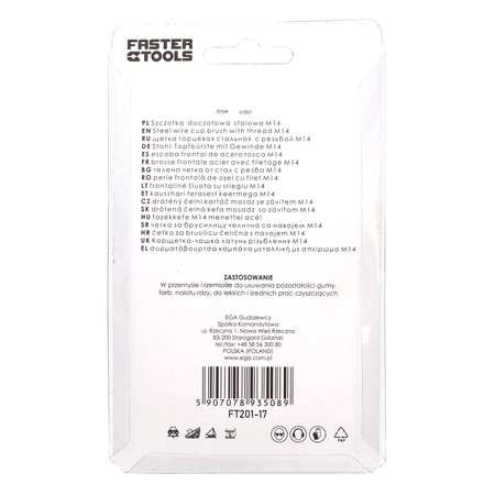 FASTER TOOLS Szczotka doczołowa stalowa. Gwint M14 80 mm