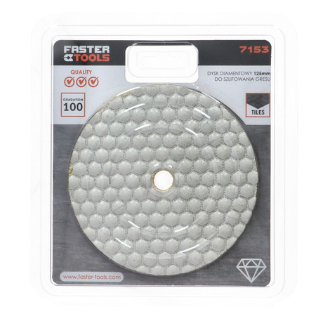 FASTER TOOLS dysk diamentowy do szlifowania gresu 125mm g. 100