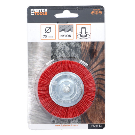 FASTER TOOLS Nylonowa szczotka tarczowa z trzpieniem 75