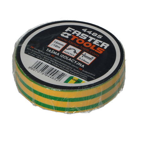 FASTER TOOLS Taśma izolacyjna żółta 15mm x 10m - 10 sztuk