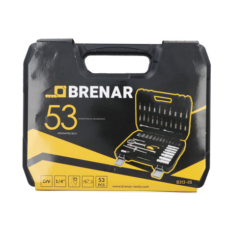 BRENAR klucze nasadowe 53cz. 1/4" 6 kątne CR-V