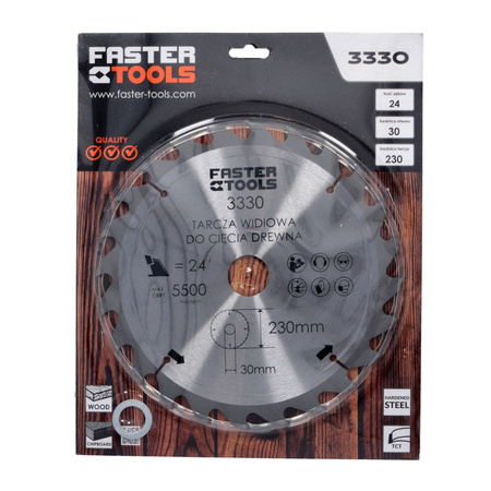 FASTER TOOLS Tarcza widiowa do cięcia drewna 230 x 30 24 2,0 1,6
