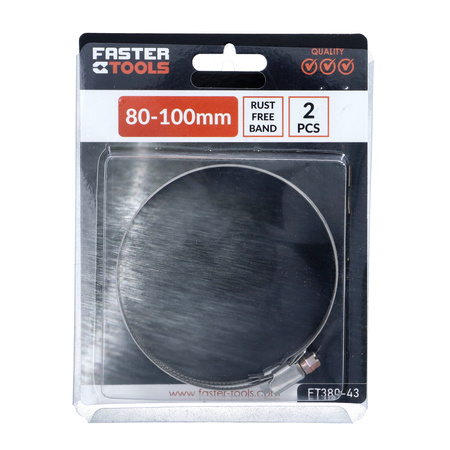 FASTER TOOLS opaska zaciskowa stalowa 80-100mm 2szt