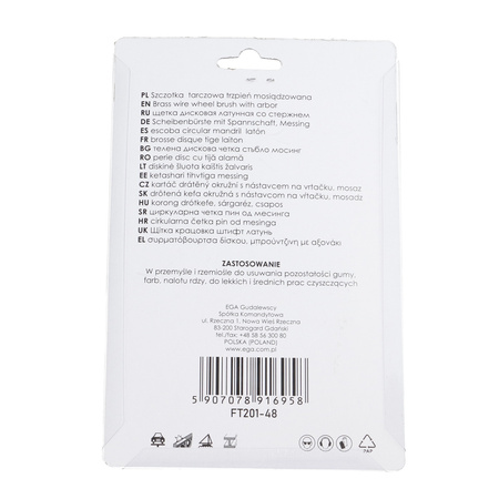 FASTER TOOLS Szczotka tarczowa, trzpień mosiądz 100 25