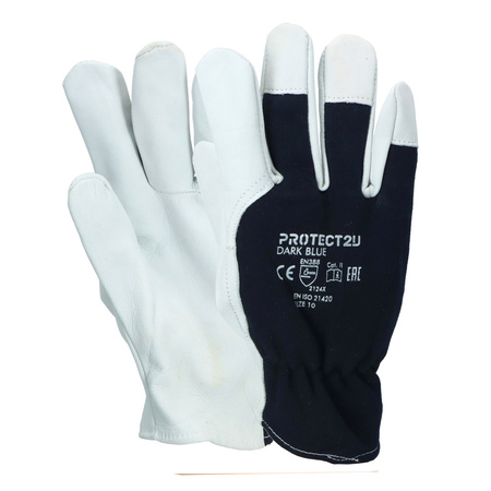 PROTECT2U rękawice skórzane DARK BLUE R10