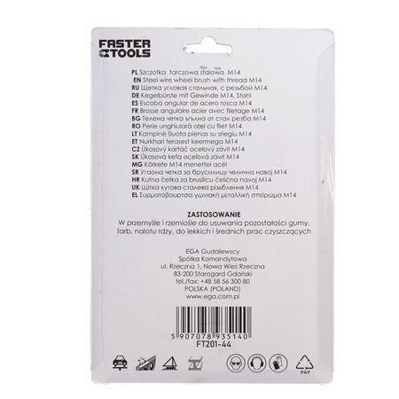 FASTER TOOLS Szczotka tarczowa stalowa. Gwint M14 120 mm