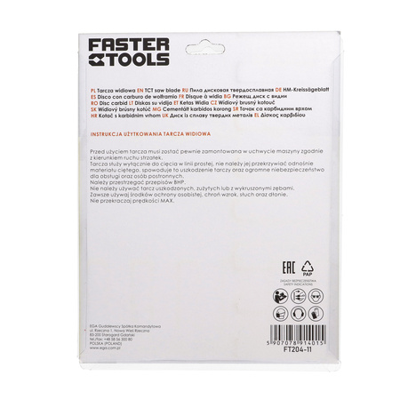 FASTER TOOLS Tarcza widiowa do cięcia drewna 180 x 30 30 1,9 1,4