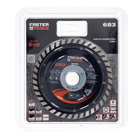 FASTER TOOLS Tarcza diamentowa TURBO 125 x 2,0 - Średnica otworu 22,2 mm