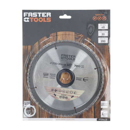 FASTER TOOLS Tarcza widiowa do cięcia drewna 200 x 30 60 1,9 1,4