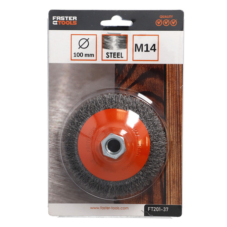 FASTER TOOLS Szczotka kątowa stalowa. Gwint M14 100 20