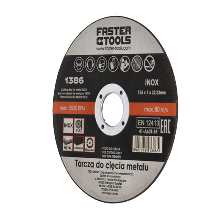 FASTER TOOLS Tarcza do cięcia metalu INOX 125 x 1,0